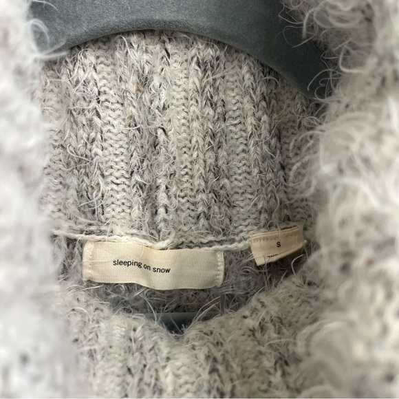 Anthropologie Sleeping on Snow Turtleneck eyelash sweater dress gray cream small - Picture 9 of 11
